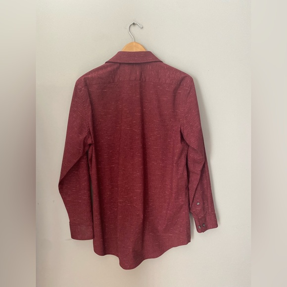 APT 9 Men's button-down shirt, long sleeve, burgundy, fitted. - Picture 2 of 9